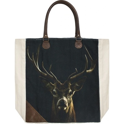Bavlněno-kožený shopper s jelenem black Deer