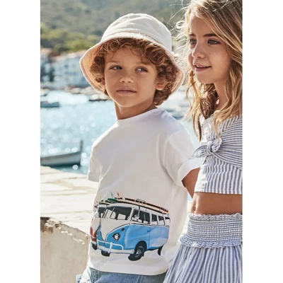 MAYORAL Тениска къс ръкав "surf" в бял цвят за мини момче Майорал