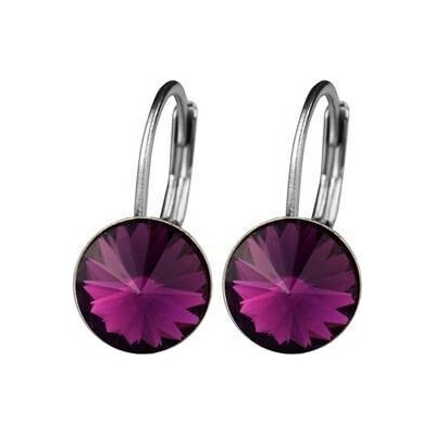 Nubis ocelové náušnice s krystaly Swarovski amethyst NBS08-AM