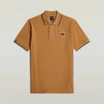 G Star Chest Logo Striped Polo - Chipmunk