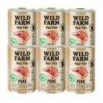 WILD FARM Пастет от свинско месо 6x400 г безглутенова храна за кучета