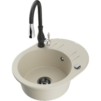 Mexen Kevin гранитна мивка с 1 отделение, сушилня и кухненски смесител Savita, (6517-69-672601-70)