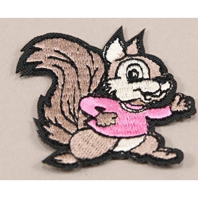 Nažehľovacia záplata - veverička - rozmer 5 cm x 4,5 cm - ružová, tyrkysová, modrá ružová_10001130