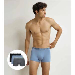 DIM GOTS COTTON STRETCH BOXER 3x - Мъжки боксерки от биологичен памук 3 бр. - сиво - синьо - черно DIM | Cheren | МЪЖЕ | M