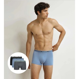 DIM GOTS COTTON STRETCH BOXER 3x - Мъжки боксерки от биологичен памук 3 бр. - сиво - синьо - черно DIM | Cheren | МЪЖЕ | M