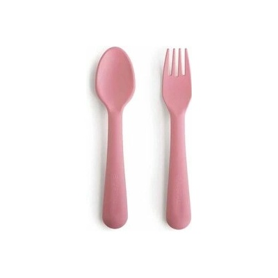 Mushie Sada vidlička a lyžička Dusty rose 2 ks
