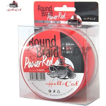 Hell-Cat Šnúra Round Braid Power Red 200m 0,60mm 75kg