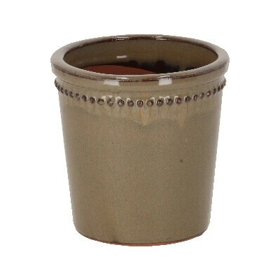 Esschert Design Květináč glazovaný, šedá, 12cm PP024