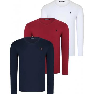 Dewberry T8587 Triple Set V-Neck Sweatshirt biela tmavomodrá bordová