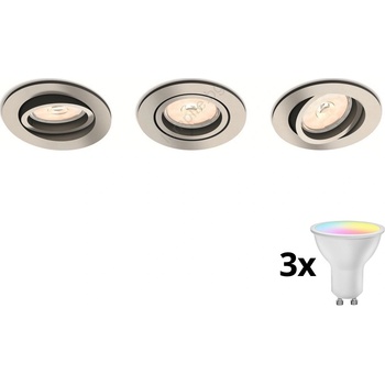 Philips 50393/17/PN - комплект 3x LED RGBW димируеми вградени осветителни тела 1xGU10/4, 8W/230V хром + дистанционно управление (LEDP1934)