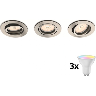 Philips 50393/17/PN - комплект 3x LED RGBW димируеми вградени осветителни тела 1xGU10/4, 8W/230V хром + дистанционно управление (LEDP1934)