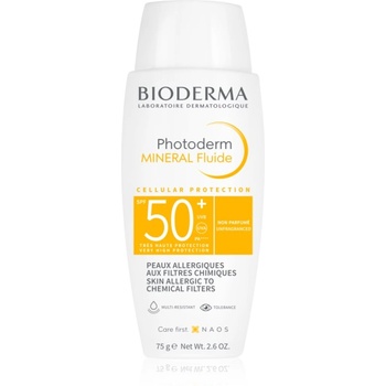 BIODERMA Photoderm Mineral Fluid защитен флуид без химически филтри SPF 50+ 75 гр