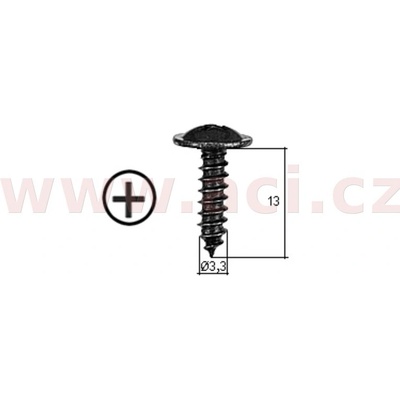 ACI Samořezný křížový vrut černý pozink Fe (sada 20 ks) (3,5 mm, 13 mm)
