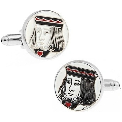 LMK manžetové knoflíčky Srdcový král stříbrný