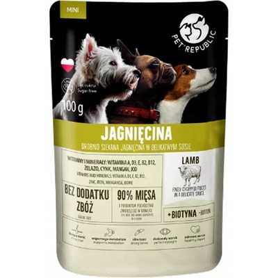 PetRepublic jemně nakrájené kousky v jemné omáčce jehněčí pro psa 100 g