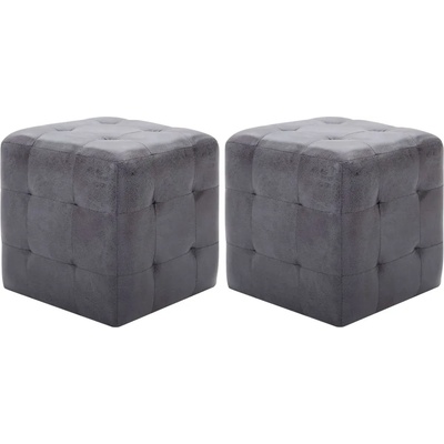 vidaXL Пуфове, 2 бр, сиви, 30x30x30 см, изкуствен велур (278383)