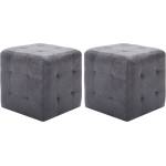 vidaXL Пуфове, 2 бр, сиви, 30x30x30 см, изкуствен велур (278383)