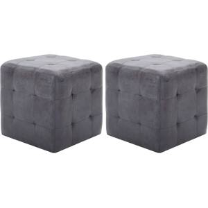 vidaXL Пуфове, 2 бр, сиви, 30x30x30 см, изкуствен велур (278383)