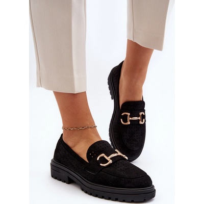 FB1 Dámské černé mokasíny s výšivkou Talesse