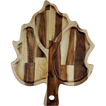 Луксозен резбован поднос за сервиране Листо (6482)