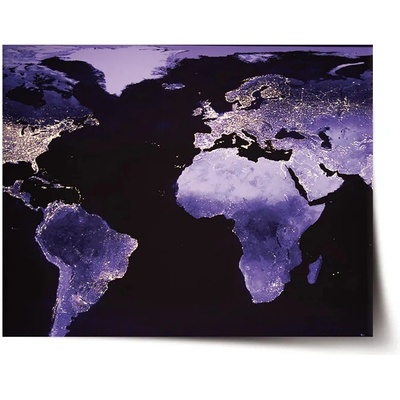 Sablio Plagát Svetelná mapa sveta - 90x60 cm