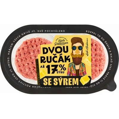 Hovězí burger dvouručák se sýrem 2 x 165 g