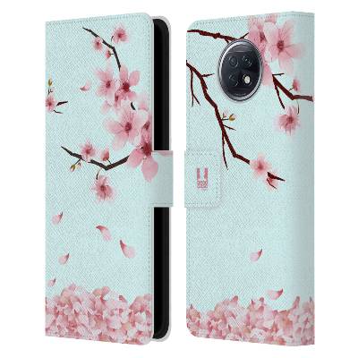 Pouzdro na mobil Xiaomi Redmi Note 9T - HEAD CASE - Rozkvetlá třešeň (Otevírací obal, kryt na mobil Xiaomi Redmi Note 9T - Květy stromu růžová a modrá)