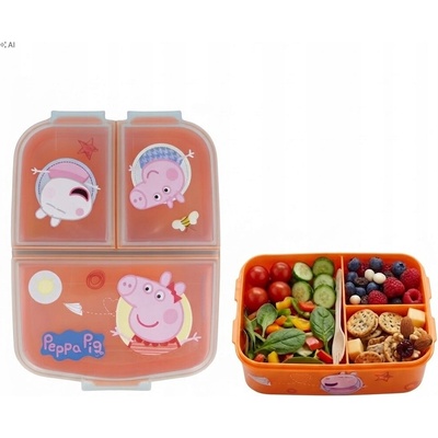 Stor delený plastový box na desiatu Peppa Pig 13920
