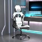 vidaXL Гейминг стол, бяло и черно, изкуствена кожа (3143697)