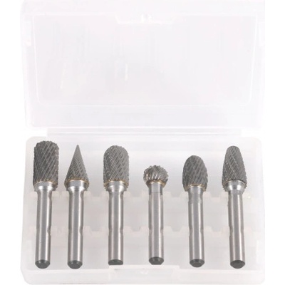 Rotační pilníky, různé druhy, stopka 6 mm, sada 6 ks - QUATROS QS14130