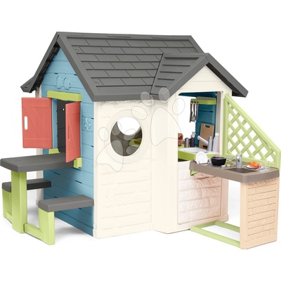 Smoby Domček s obchodom a reštauráciou so stolom Chef House Life rozšíriteľný s vonkajšou kuchyňou a lavicami