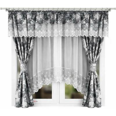 BytoTex Sada záclon se závěsem BT672 šedá, 400x150 cm