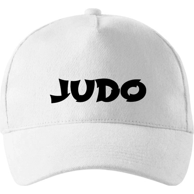 Judo nápis + postavy so zahnutým šiltom a látkovou sponou Biela