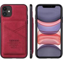 Púzdro Taokkim ochranné z PU kože s kapsou v retro štéle iPhone 11 Pro Max - červené