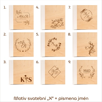 GEDEON Fotoalbum 10x15 200 foto Wood white GRAVÍR Rozměr: Rozměr do 100 cm2, Motiv gravíru: Motiv svatební "X" + písmena jmen
