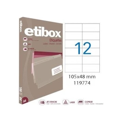 Etikety univerzálne 105x48mm Etibox A4 100 hárkov