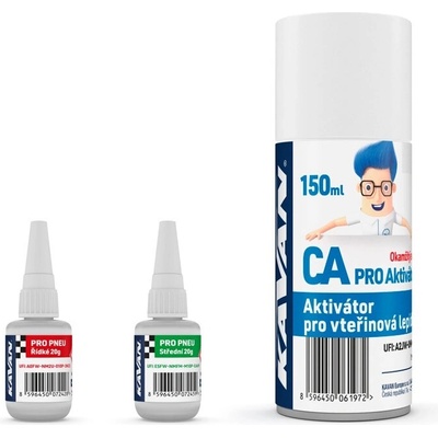 KAVAN PRO PNEU střední a řidké vteřinové lepidlo 20g + Kavan aktivátor CA 150 ml