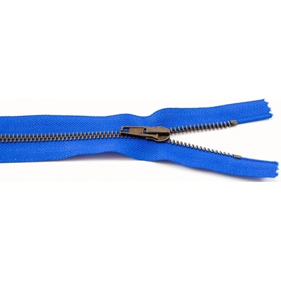 Jeansové zipsy starokovové č. 5 nedeliteľné - dĺžka 6 cm - 25 cm 14 cm kráľovská modrá