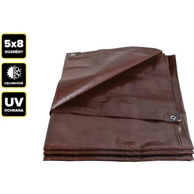 Proteco plachta s oky 5*8 m EXTRA silná 200 g/m² hnědá, 10.88-P200-5-8