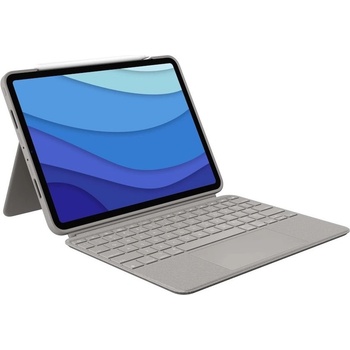 Logitech Combo Touch UK - безжична клавиатура с тракпад и отделящ се кейс с поставка за iPad Pro 11 M2 (2022), iPad Pro 11 M1 (2021), iPad Pro 11 (2020), iPad Pro 11 (2018) (бежов)