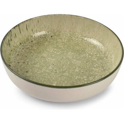 Zelený/krémovobiely hlboký kameninový tanier ø 18,5 cm Gravel – ONA
