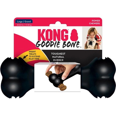 KONG Goodie Bone Large - Кучешка играчка - кокал за дъвчене с място за слагане на лакомства , черен