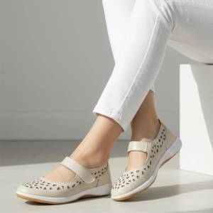  Обувки естествена кожа W186090 Beige