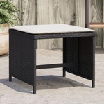 vidaXL Външни табуретки с възглавници 4 бр черни 41x41x36 см полиратан (365041)