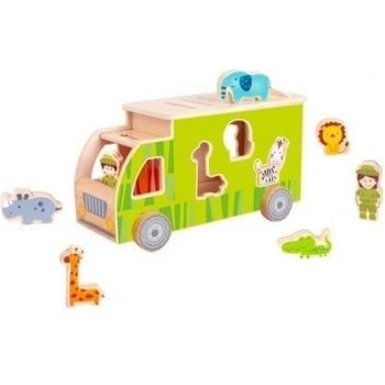 Classic world - Дървено камионче - Сортер с животни - Зелено (4155)