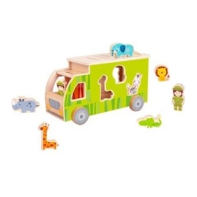 Classic world - Дървено камионче - Сортер с животни - Зелено (4155)