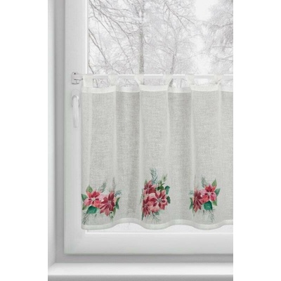 Takoy Vitrážová záclona 150x60 cm bílá s potiskem vánočních růží-HF-473438 | 150 x 60 cm