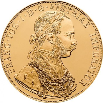 Münze Österreich Zlatá mince 4 Dukát Františka Josefa I. 1915 Novoražba 13,96 g