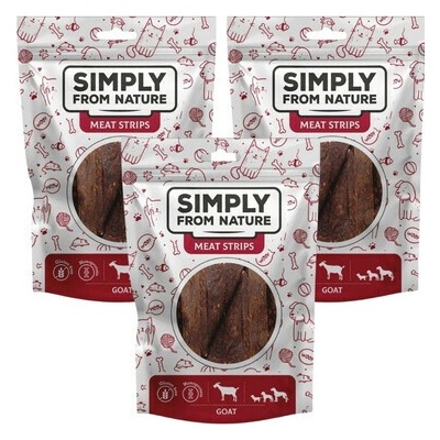 SIMPLY FROM NATURE Meat Strips Kozie stripsy pre psov 3x 80 g