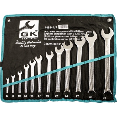 GK Tools sada očkoplochých klíčů 6-32 mm 12 dílů matný chrom P16144/P